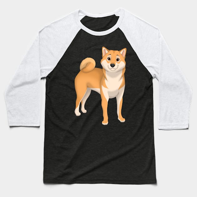 Shiba Inu Dog Baseball T-Shirt by millersye